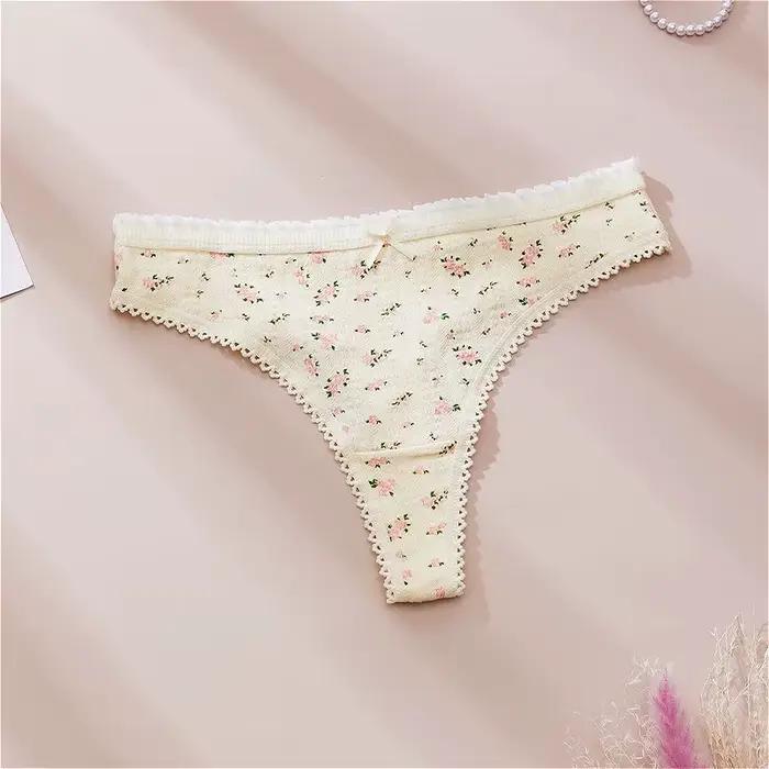 Lingeries Femme Sexy Tongs Mode Mignon Imprimé Culotte pour Femmes Doux Chaud Arc Femmes String Coton Printemps Été трусы жletiе