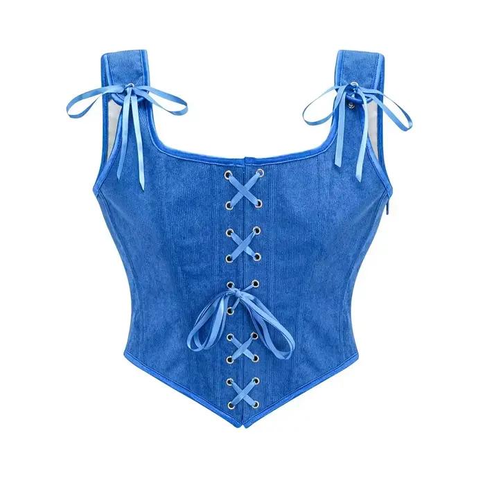 Corset Renaissance Médiévale pour Femme, Bustier Vintage, Crop, Lacets, Bretelles Corselet, Débardeurs, Camisole