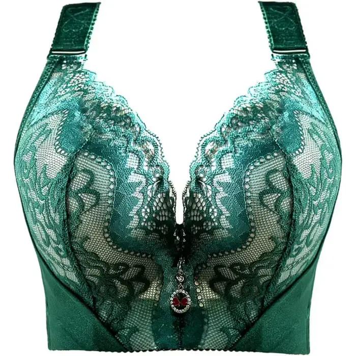 Sexy čipkovaná push-up podprsenka s veľkými košíkmi a kosticami - Plná krycia bielizeň pre ženy s krivkami