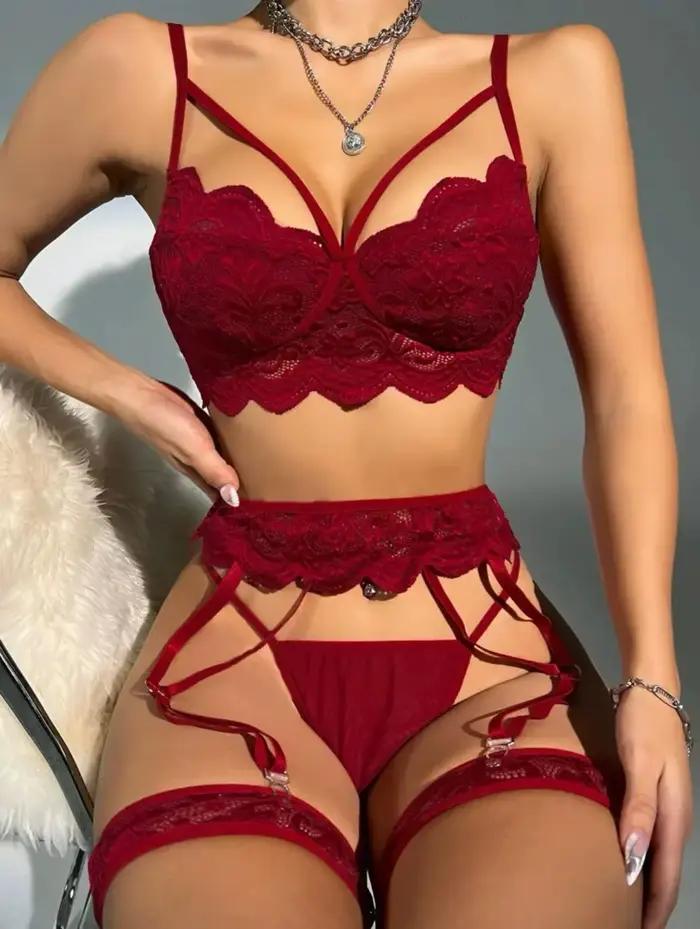 Sexi Babydoll dentelle soutien-gorge et culotte ensemble Perspective sexe Costumes érotiques ensemble de Lingerie sous-vêtements robe porno Lingerie Sexy pour les femmes