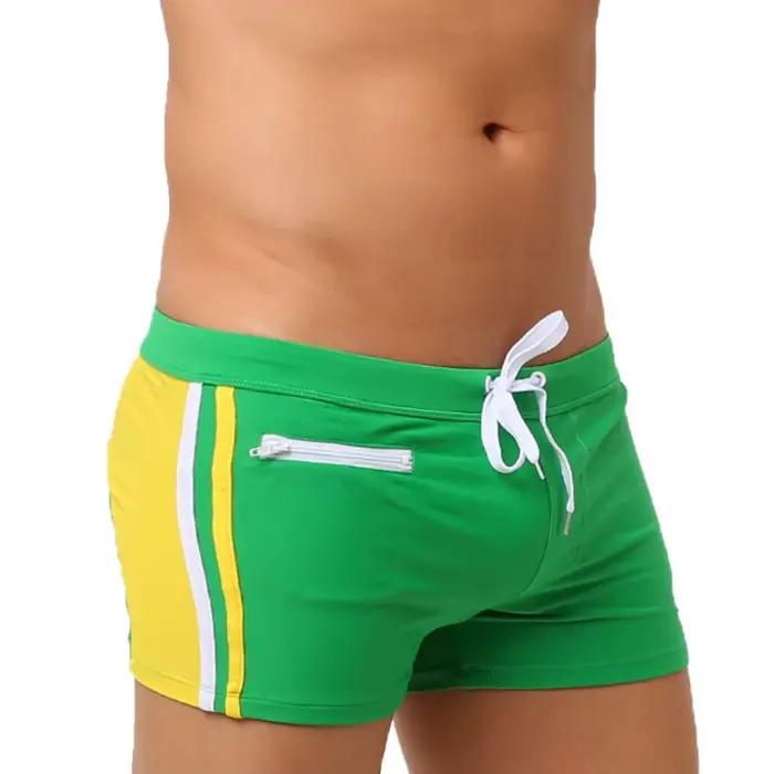 Sexy pánske plavky, rýchloschnúce plavky so zipsovým vreckom