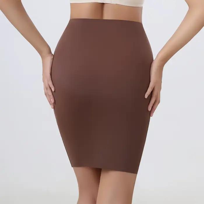 Sous-jupe fendue fermée, entrejambe, Anti-exposition, sous-vêtements, taille haute, façonnant le corps, respirant, sans couture