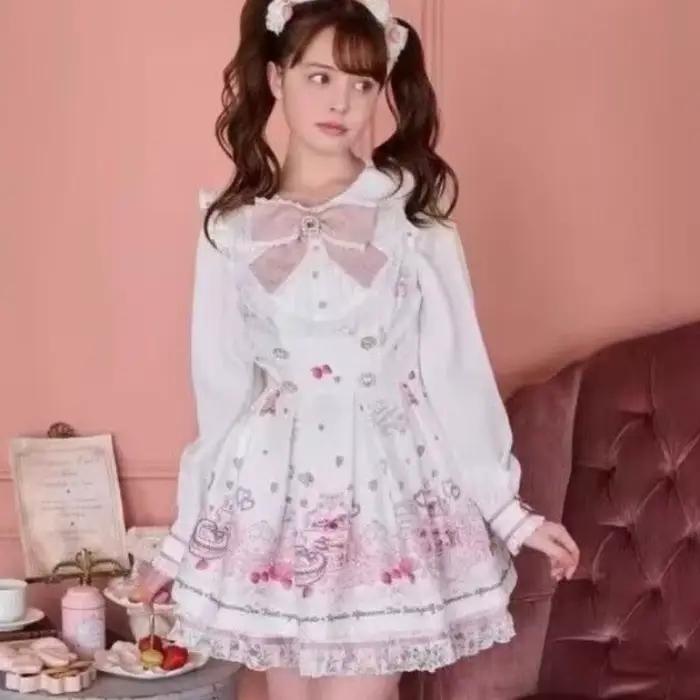 Kawaii japonský set šiat s mašľou z kamienkov pre ženy