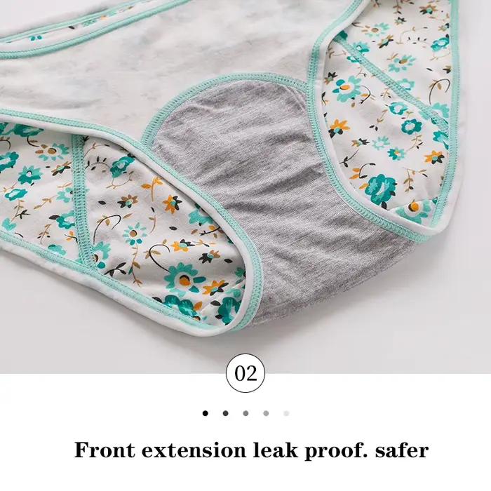Culottes menstruelles étanches pour femmes, sous-vêtements en coton, culottes menstruelles de dessin animé mignon, caleçons à la mode pour adolescents, lot de 3 pièces