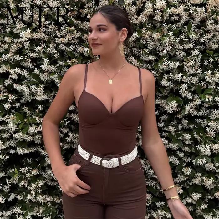 Camisier sexy MUJER en polyester pour femmes, bustier court, style club, été, occasions spéciales