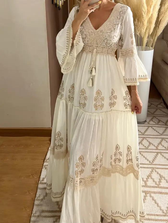 Elegantné dlhé šaty s trásňami