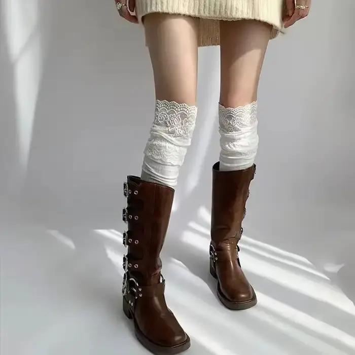 Coréen Sexy dentelle bas hauts femmes filles cuisse haute sur le genou bas Lolita dames filles bottes chaussettes чулки rsi킹