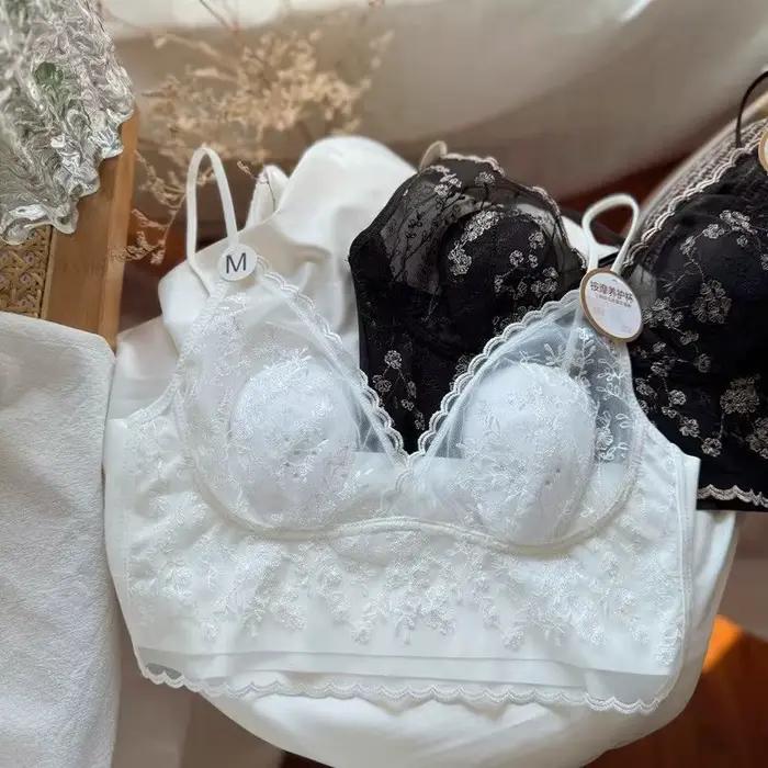 Soutien-gorge littérature tridimensionnelle, corset en os de poisson en dentelle sexy, poitrine élargie avec anneau en acier, bralette demi-tasse 3/4, sous-vêtements