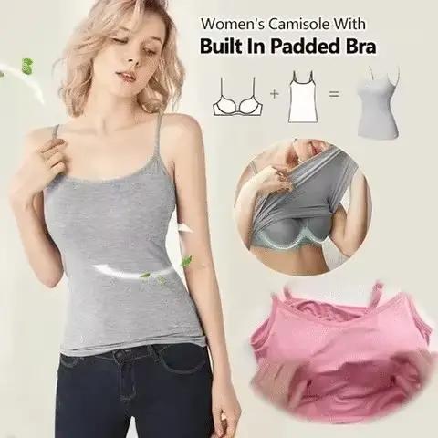 Camisole avec soutien-gorge rembourré intégré pour femme, haut rose, pyjama, vêtements de maison, livraison directe, Tiktok