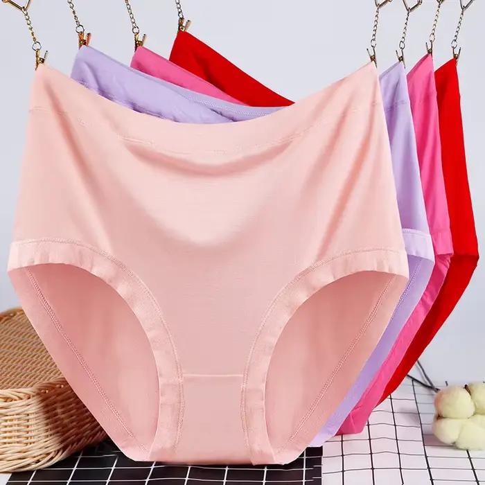 Lot de 3 culottes pour femme en modal, grandes tailles, confortables, respirantes, élastiques, lingerie unie