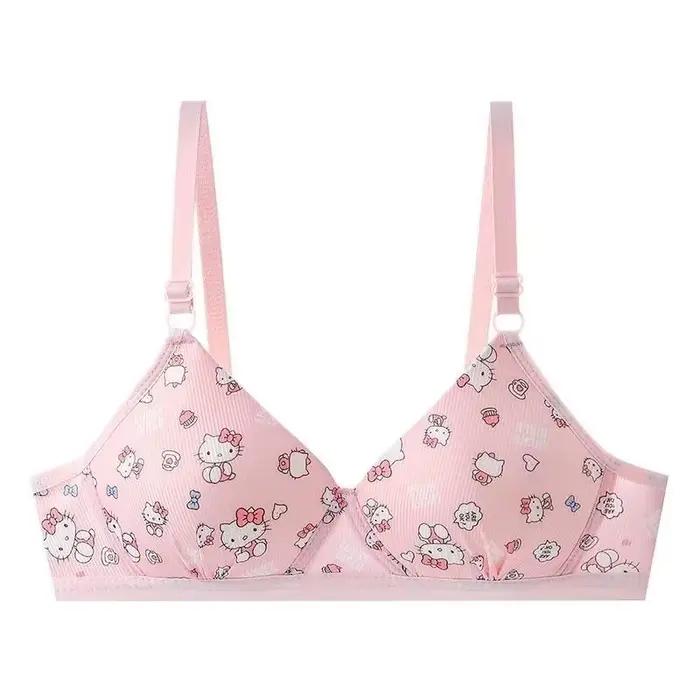 Kreslená Hello Kitty dámska bielizeň Kawaii dievčatá podprsenka Sexy bezdrôtová Push Up spodná