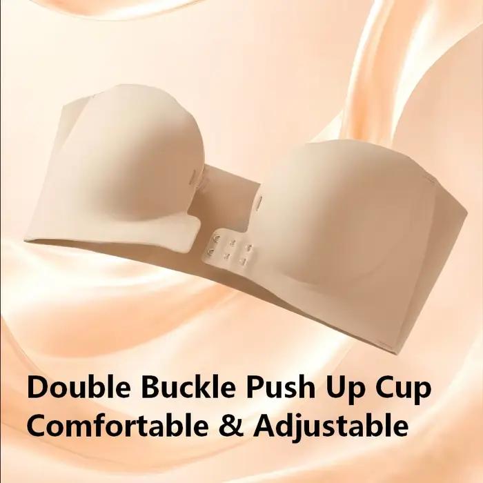 Soutien-gorge sans bretelles sans fil pour femme, double boucle avant, 6 points antidérapants, 3 niveaux, moulé 3D, pétales, décolleté plongeant en V, sans couture, multi-positions, push-up, 1 pièce