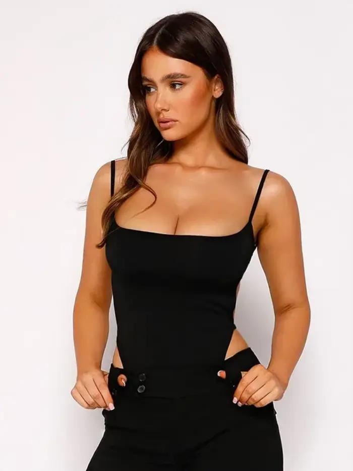Body à col unique pour femmes, Streetwear Y2k, hauts à lacets, coupe cintrée, court, Patchwork, dos nu, couleur unie, Lingerie Sexy