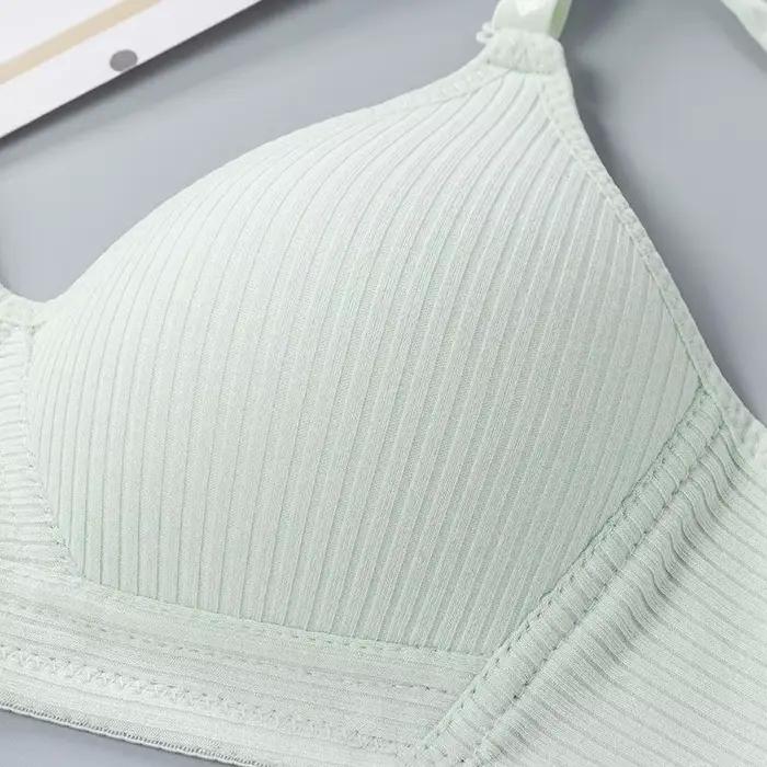 Bavlnené spodné prádlo pre ženy AB košíček podprsenka bez drôtu s push-up efektom V tvar pohodlná bralette pre