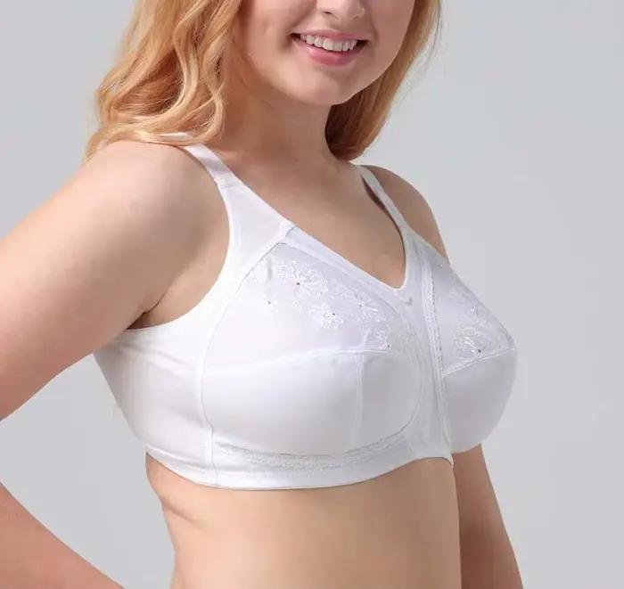 Bavlnená biela podprsenka pre väčšie poprsie 85 90 95 100 105 110 115 C D DD E F košíčky push-up pohodlná bezšvová sexy čipka Bh C01