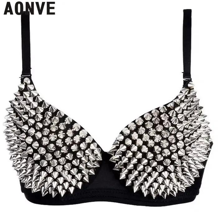AONVE date Sexy Lingerie Sexy femmes strass couverture soutien-gorge haut or/argent plongeant fil gratuit Bralete mode paillettes couverture haut