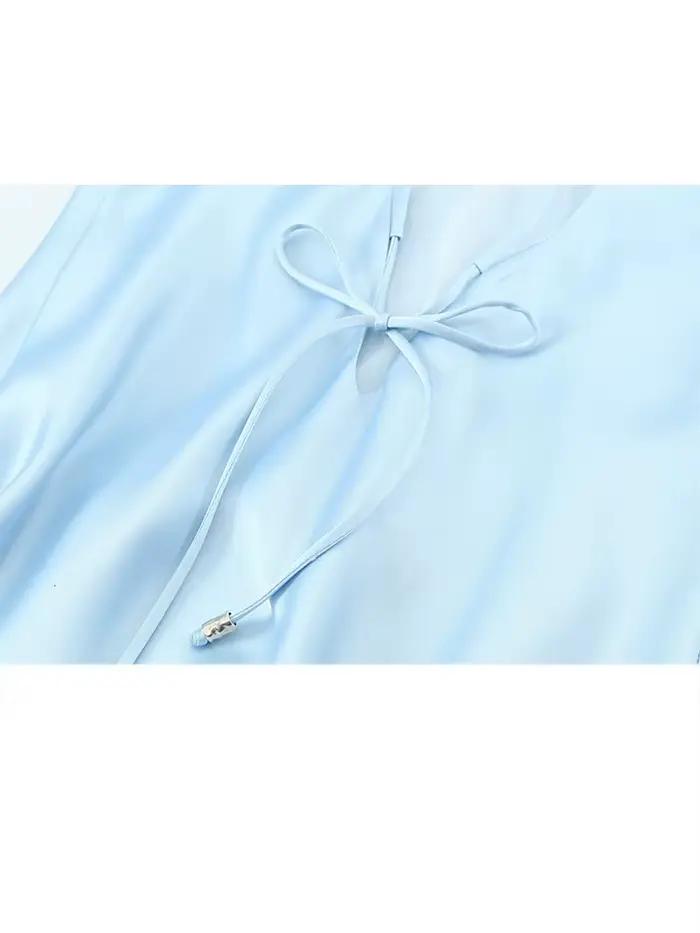 HH – robe mi-longue en Satin de soie pour femmes, nouvelle Lingerie d'été, Texture, élégante, col en v, Sexy, sans manches, longueur cheville