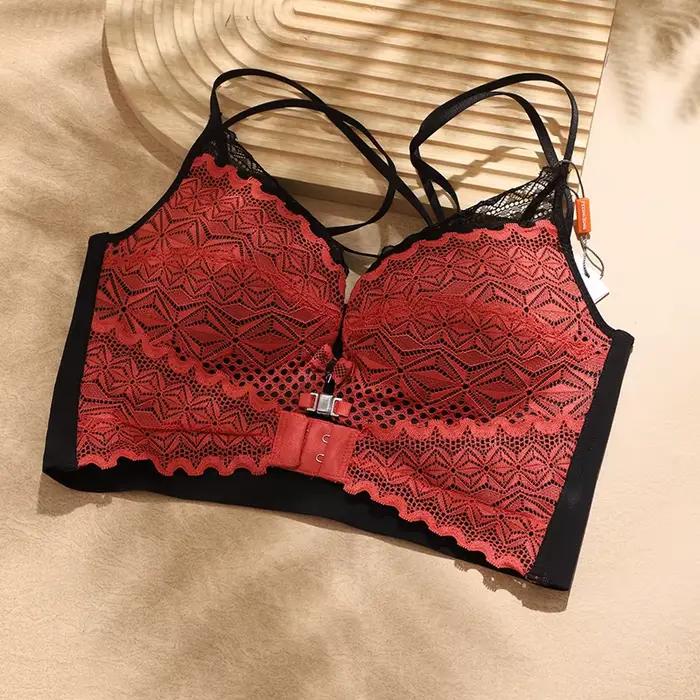 Soutien-gorge push-up en dentelle pour femme, soutien-gorge rembourré confortable, soutien-gorge à armatures, soutien-gorge à fermeture avant, ajouter une tasse, sexy, FW7033