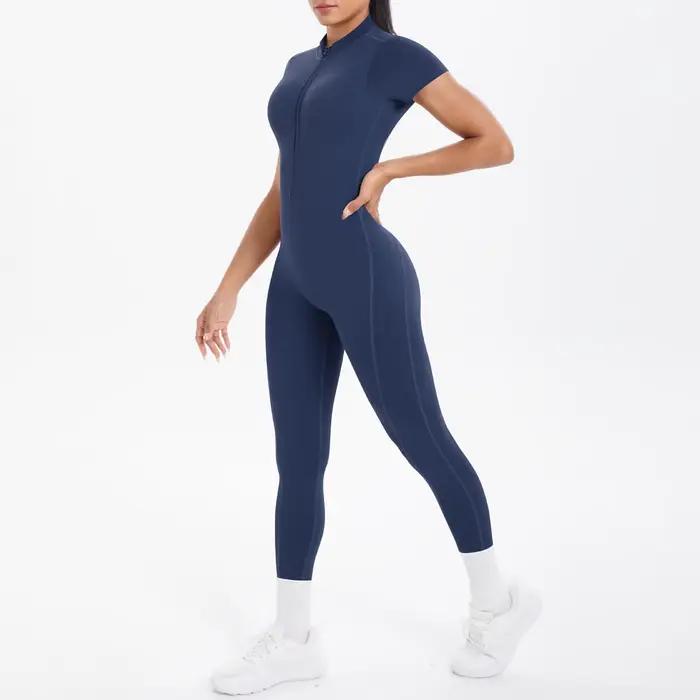 Sexy odhalený chrbát priliehavá Scrunch kombinéza zdvíha zadok ženy tanec Fitness overal Push Up s vankúšikom na prsia