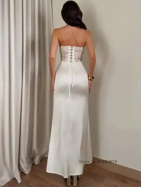 Robe de mariée sirène en satin avec corset en dentelle, décolleté cœur, taille froncée, robe de soirée de mariée personnalisée, Vestido De Novia