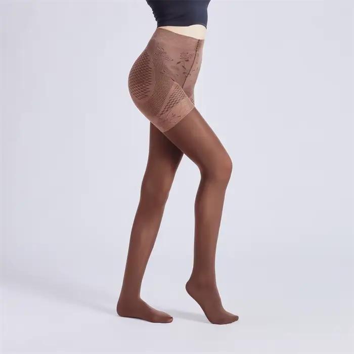 Collants façonnants grande taille pour femmes, collants brillants taille haute, contrôle du ventre, effet de levage