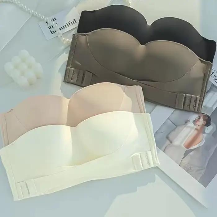 Gros seins sous-vêtements Lingerie Sexy S-Xl grande taille boucle avant sans couture une pièce soutien-gorge tasse Invisible soutien-gorge sans bretelles pour les femmes