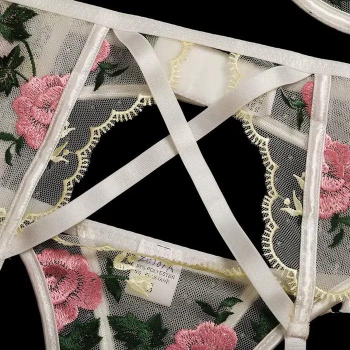 Tenues de lingerie brodées classiques, sous-vêtements sexy en dentelle, ensemble de soutien-gorge et string, non censuré, trois points, PerConsider7.0