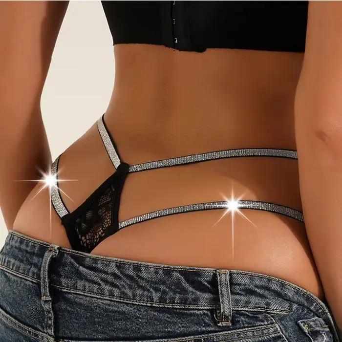 Tongs Sexy Double ceinture fine culotte femme taille haute dentelle transparente Lingerie tongs femmes Sexy Трусы Ж hangi eins...........е