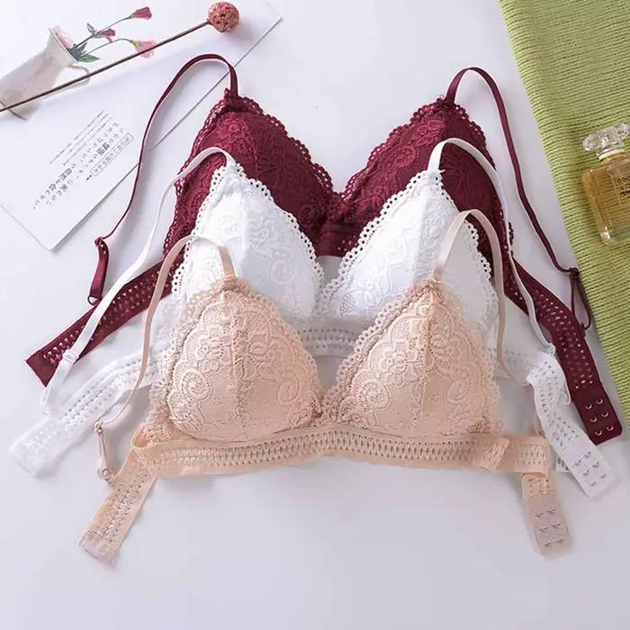 Soutien-gorge français en dentelle fine pour femmes, beau dos, sans anneau en acier, sangle de fronde, petite poitrine, soutien-gorge de soutien