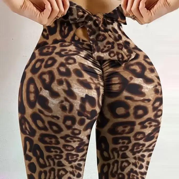 Vysoký pás Sexy motýlí potlač Legíny mašľa Jogové nohavice