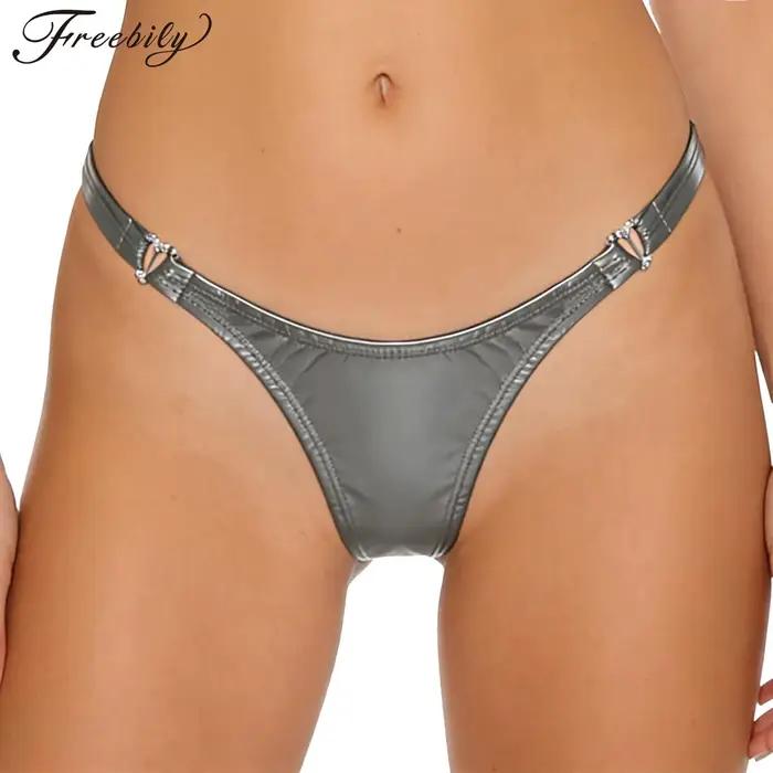 Lesklé latexové mini tanga s mokrým efektom pre ženy