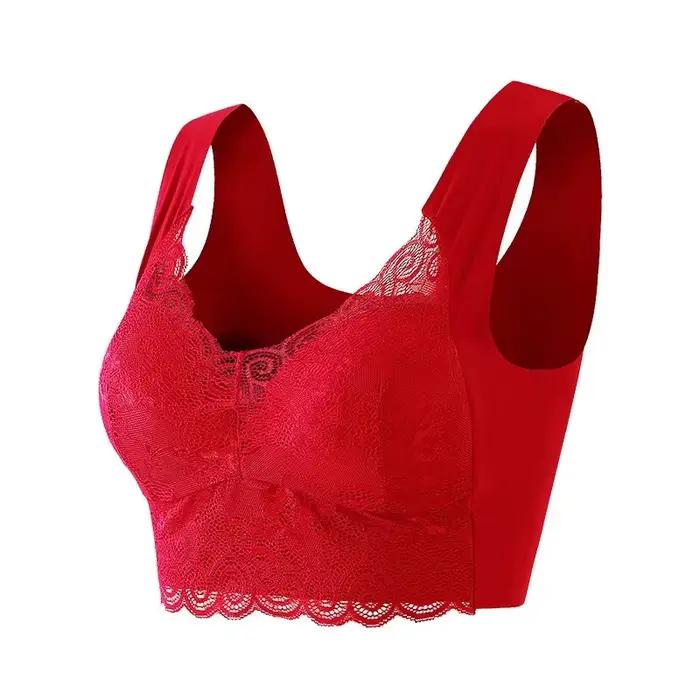 Femmes beau dos soutien-gorge grande taille gros Mm soutien-gorge froncé et sans trace mince coton sous-vêtements sans bretelles sans anneau en acier gilet