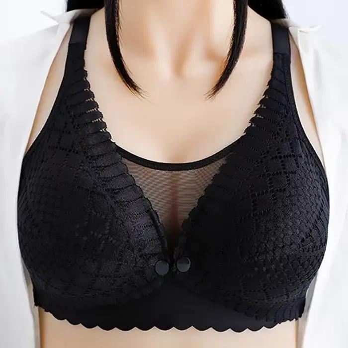 Soutien-gorge d'allaitement de maternité avec bouton avant, sous-vêtements froncés réglables, soutien-gorge d'allaitement confortable pour nourrir les femmes enceintes