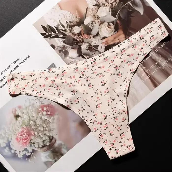 String Sexy Imprimé Léopard pour Femme, Sous-Vêtements en Coton, Sans Couture, Fleurs, Entrejambe, Lingerie Douce, Grande Taille