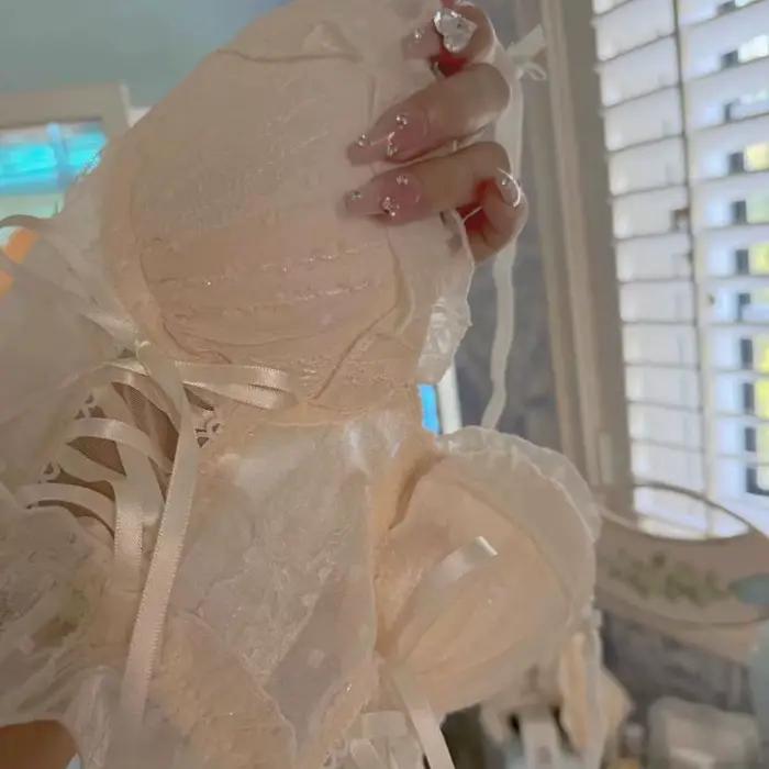 Corset rétro, soutien-gorge à lacets croisés en dentelle Lolita, sous-vêtement de style japonais sans armatures