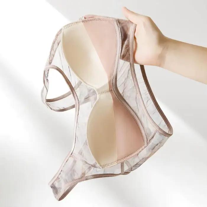 Soutien-gorge imprimé Floral pour femmes d'âge moyen, maille fine, large bandoulière, sans fil, Anti-accroc, Push Up, sans couture, pour mère