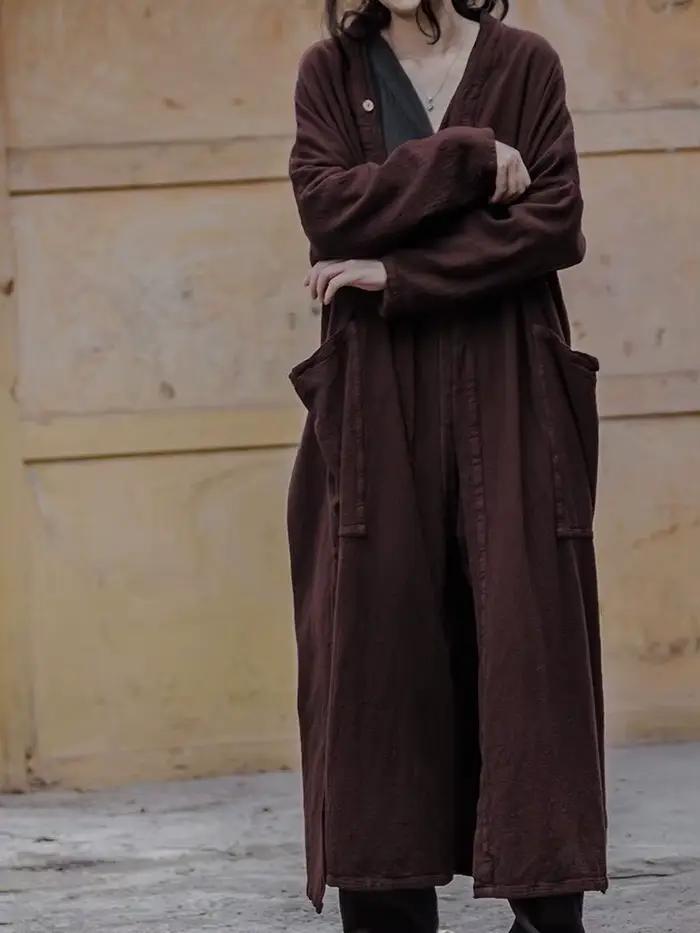 Dlhé voľné oversized cardigan sako s vreckami