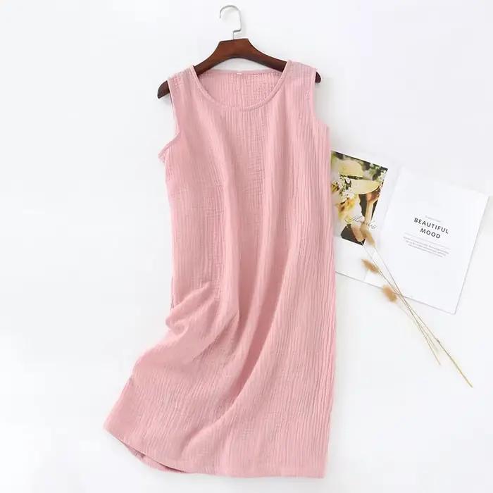 Chemise de nuit en fibre de coton pour femmes, vêtements de nuit monochromes, chemise de nuit d'été, vêtements de chambre taille adt, robes de nuit GlaStyle pour dames