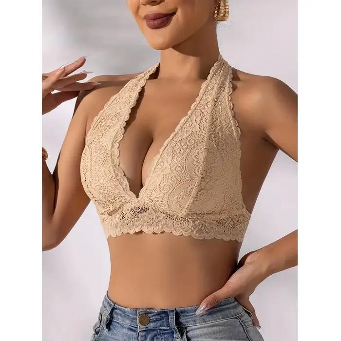 Soutien-gorge femme sans couture en polyester et élasthanne avec dentelle pour activité quotidienne et occasions spéciales