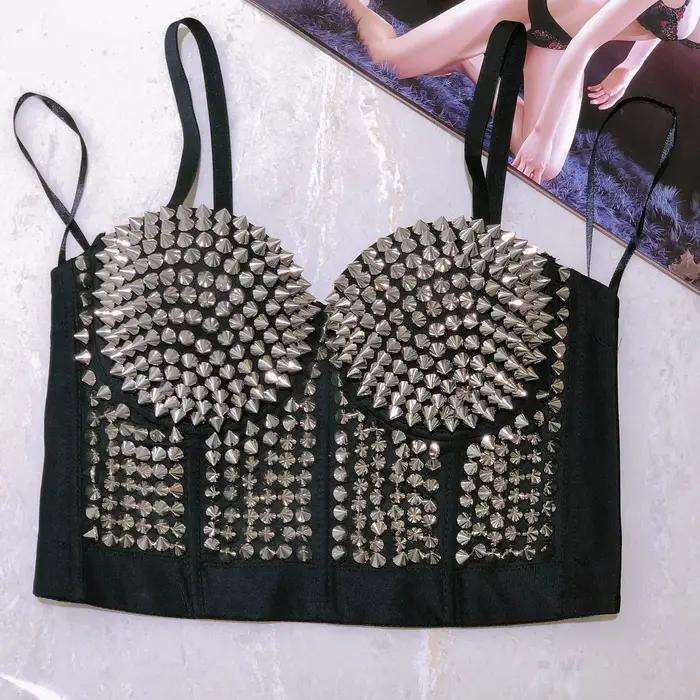 Soutien-gorge Steampunk à Rivets pour Femme, Bustier Court, Précieux Y-Summer, Sexy, ixd'Halloween, Scène, Gothique, Push Up, Club