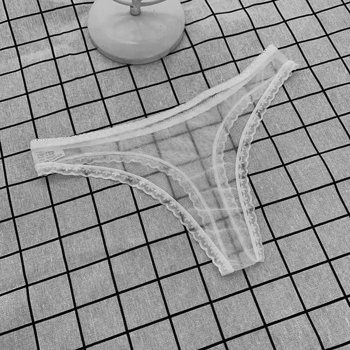 Sexy Transparent String culottes femmes dentelle voir à travers l'entrejambe maille bas Sexy sans couture taille basse t-pantalon sous-vêtements Lingerie Sexy