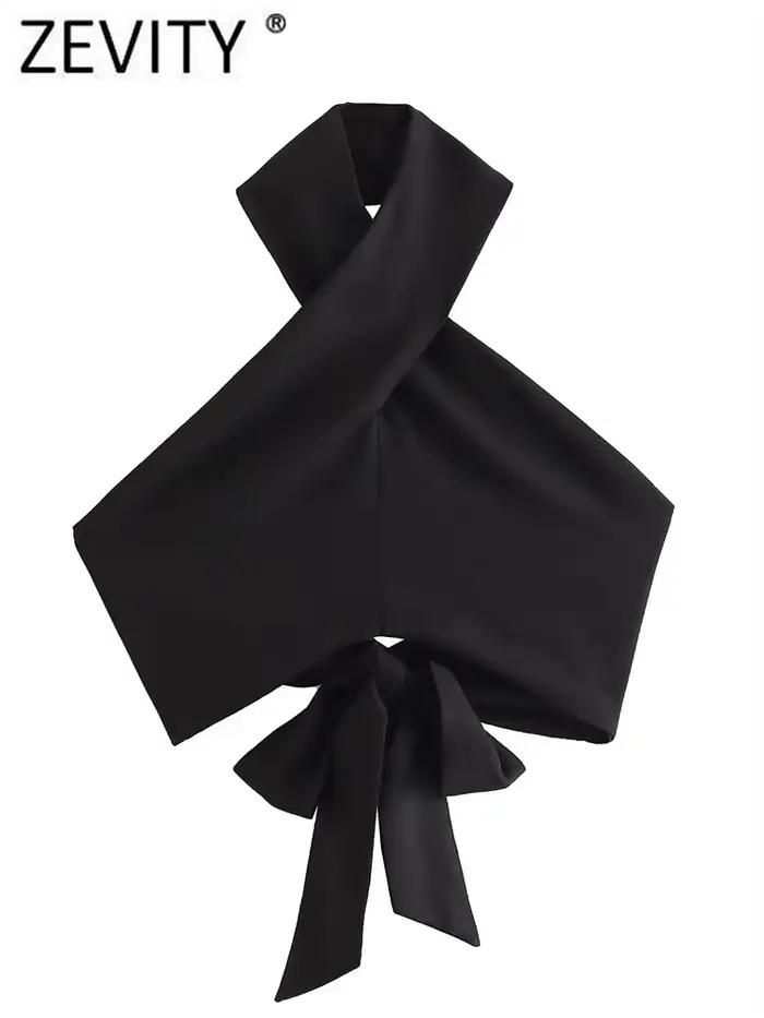Blouse ZEVITY en acétate et polyester, coupe mince, design audacieux, col haut, sans manches, pour femmes élégantes, idéale pour les occasions estivales