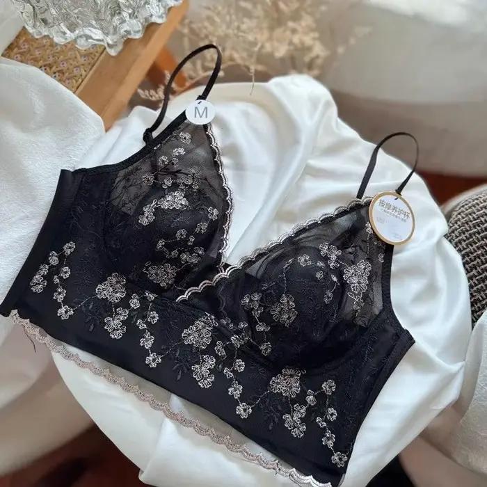 Soutien-gorge littérature tridimensionnelle, corset en os de poisson en dentelle sexy, poitrine élargie avec anneau en acier, bralette demi-tasse 3/4, sous-vêtements