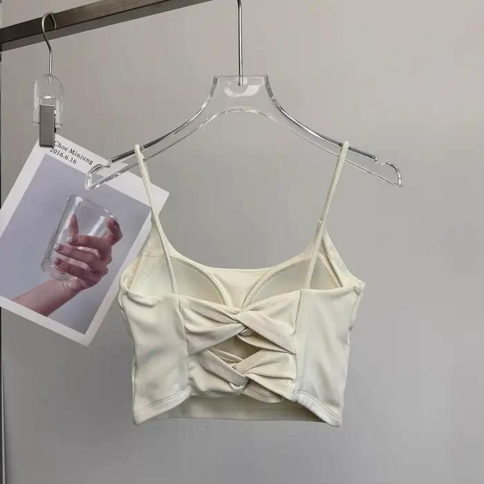 Soutien-gorge de sport intégré pour femme, idéal pour le yoga, la course et le fitness, avec dos sexy, confortable pour l'été, style débardeur