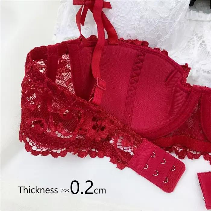 Soutien-gorge Balconette demi-tasse grande taille – Lingerie push-up sexy en coton pour femmes, ensemble de soutien-gorge fin et confortable sans fil
