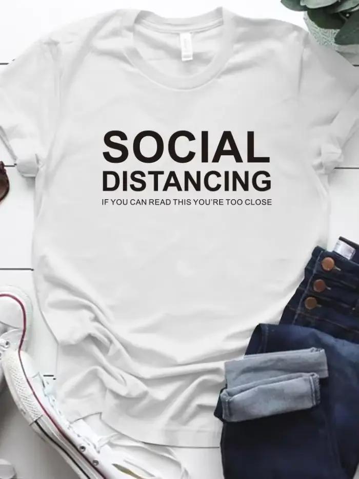 Tričko s potlačou sociálneho dištancu pre ženy