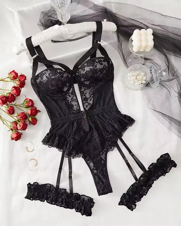 Erotická spodná bielizeň sada podprseniek pre ženy čipka podväzok Lingerie intímne 2025 podprsenka s kosticami a