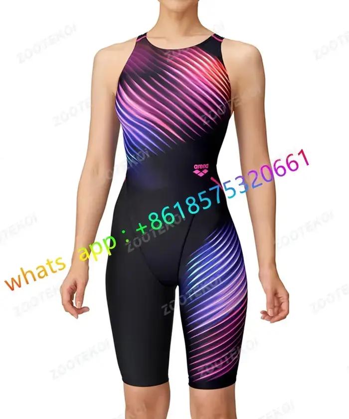 Maillot de bain une pièce pour femmes, Triathlon, entraînement professionnel, longueur aux genoux, confortable pour piscine