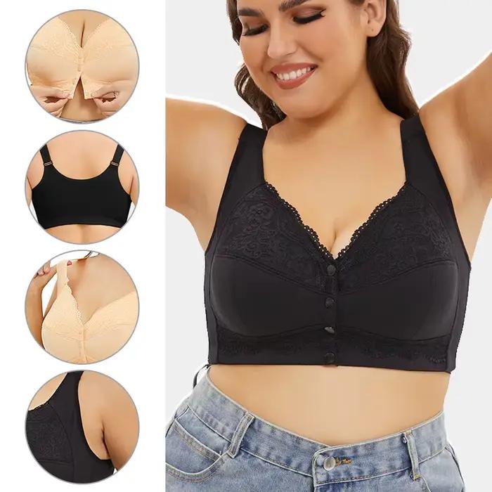 A-G Cup femmes grande taille soutien-gorge fermeture avant Push Up sans fil brassière Sexy sans fil dentelle respirant Bralette sous-vêtements Lingerie