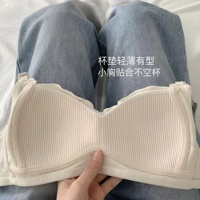 Lingerie confortable à imprimé floral pour femmes, sans jantes en acier, petite poitrine, rassemblement, soutien-gorge fin anti-affaissement pour filles